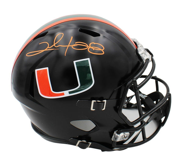 Clinton Portis Signed Miami Hurricanes Speed Full Size Black NCAA Helmet
