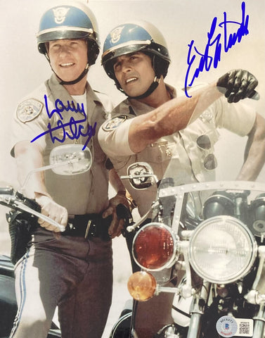 Erik Estrada Larry Wilcox Signed 8x10 CHIPS Motorcycle Photo BAS ITP