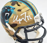 CHRISTIAN MCCAFFREY AUTOGRAPHED PANTHERS CAMO SPEED MINI HELMET BECKETT 192523
