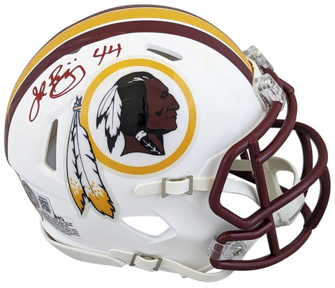 Redskins John Riggins Authentic Signed Flat White Speed Mini Helmet BAS Witness