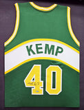 SEATTLE SUPERSONICS SHAWN KEMP AUTOGRAPHED FRAMED GREEN JERSEY MCS HOLO 215863