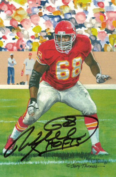 Will Shields Autographed Kansas City Chiefs Goal Line Art Card Black HOF 13214
