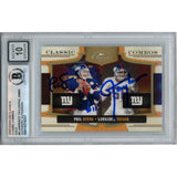 Lawrence Taylor Phil Simms Signed 09 Donruss #8 Trading Card Slab Beckett 53193