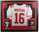 Joe Montana Signed San Francisco 49ers 35x43 Framed Jersey (JSA) 8xPro Bowl Q.B.