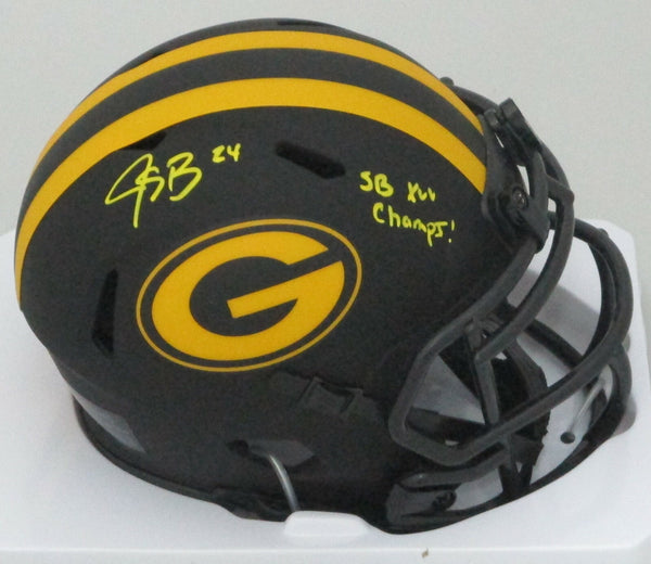 Packers JARRETT BUSH Signed ECLIPSE Speed Mini Helmet AUTO w/ "XLV CHAMPS" - JSA