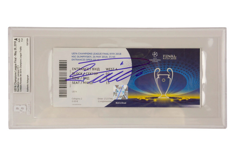 Cristiano Ronaldo Signed 2018 UCL Final Ticket 5th Madrid Trophy - BGS Authentic