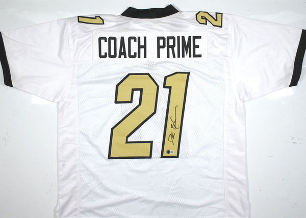 Deion Sanders Autographed Coach Prime White College Style Jersey-Beckett W Holo