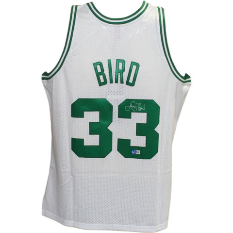 Larry Bird Autographed/Signed Boston Celtics M&N White Jersey Beckett 42038