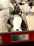 David Ortiz & Dustin Pedroia Signed Autographed 16x20 Photo Framed To 23x27 JSA