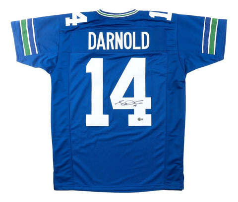 Sam Darnold Seattle Signed Throwback Blue Football Jersey BAS