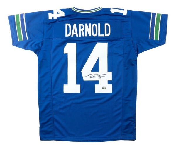 Sam Darnold Seattle Signed Throwback Blue Football Jersey BAS