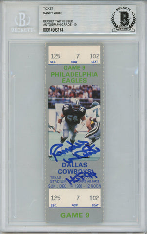 Randy White Autographed 12/14/1986 Ticket Stub w/HOF Beckett Slab 40777
