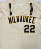 CHRISTIAN YELICH Signed Custom Replica Cream Brewers Jersey AUTO - BAS