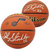 JOHN STOCKTON & KARL MALONE AUTOGRAPHED JAZZ LOGO BASKETBALL BECKETT 235782
