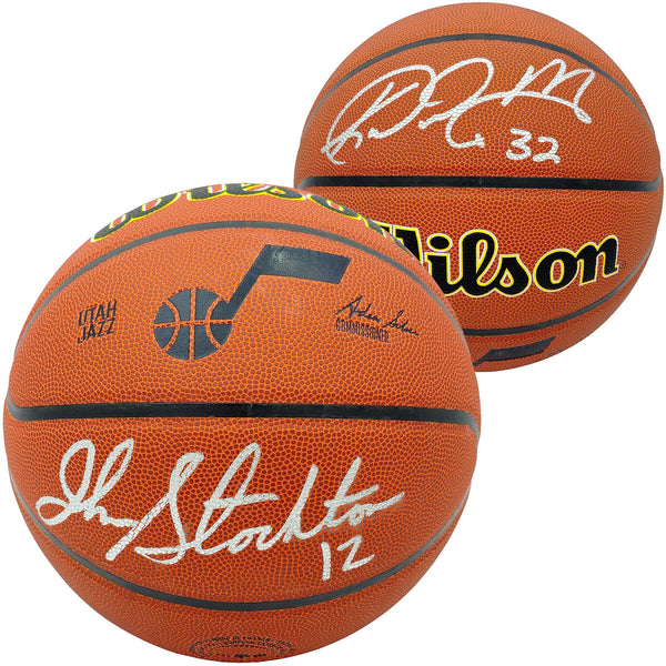 JOHN STOCKTON & KARL MALONE AUTOGRAPHED JAZZ LOGO BASKETBALL BECKETT 235782