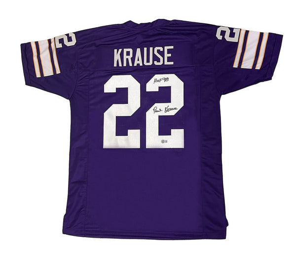 Paul Krause of the Vikings Autographed "HOF 98" Custom #22 Jersey Beckett