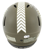 T.J. Watt & Michael Strahan 22.5 Sacks Signed STS F/S Speed Proline Helmet BAS W