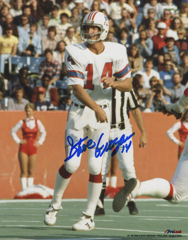 Steve Grogan Signed Patriots White Jersey Throwing 8x10 Photo - (SS COA)