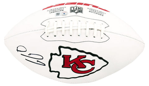 Patrick Mahomes Signed Kansas City Chiefs Wilson White Logo Football Beckett COA