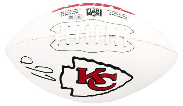Patrick Mahomes Signed Kansas City Chiefs Wilson White Logo Football Beckett COA