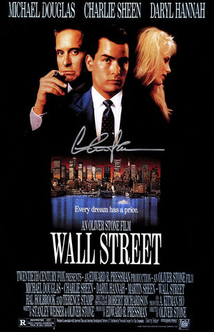Charlie Sheen Signed Wall Street 11x17 Movie Poster - SCHWARTZ COA