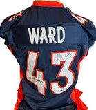 T.J. Ward Autographed Broncos Navy Jersey Inscribed "SB 50 Champs" - BAS COA