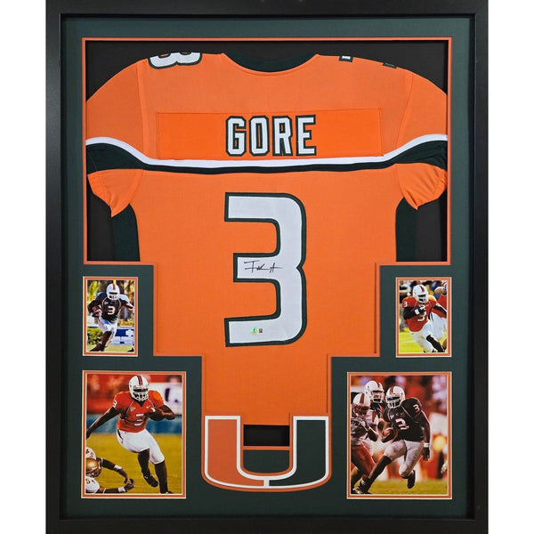Frank Gore Autographed Signed Framed Orange Miami Hurricanes Jersey BECKETT