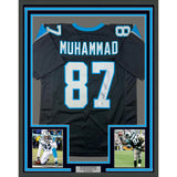 Framed Autographed/Signed Muhsin Muhammad 33x42 Carolina Black Jersey BAS COA