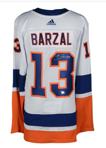 Mathew Barzal signed Authentic Islanders Jersey Fight Strap Autograph Fanatics