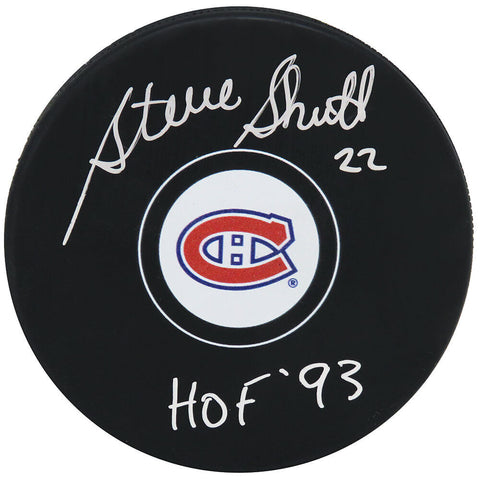 Steve Shutt Signed Montreal Canadiens Logo Hockey Puck w/HOF'93 - (SCHWARTZ COA)