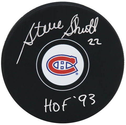 Steve Shutt Signed Montreal Canadiens Logo Hockey Puck w/HOF'93 - (SCHWARTZ COA)