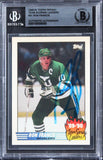 Whalers Ron Francis Signed 1990 Topps Tiffany Team SL #21 Card BAS Slabbed