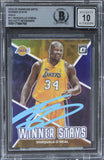 Lakers Shaquille O'Neal Signed 2022 Donruss OWS Holo #11 Card Auto 10! BAS Slab