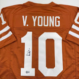 Autographed/Signed VINCE YOUNG Texas Orange College Jersey JSA COA Auto