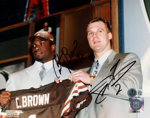 Tim Couch & Courtney Brown Signed Browns 8x10 Photo Beckett 45595