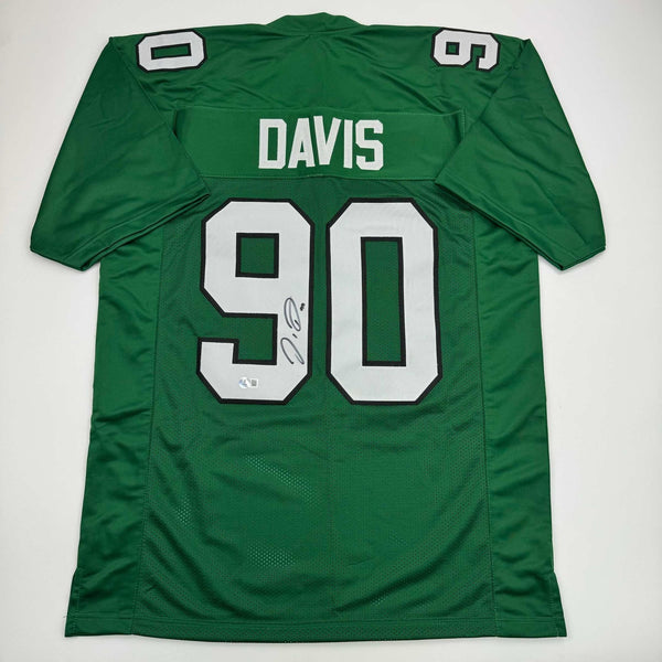 Autographed/Signed Jordan Davis Philadelphia Kelly Green Jersey BAS COA