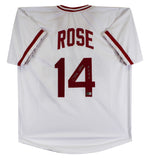 Pete Rose "4256" Authentic Signed White Pro Style Jersey Autographed BAS 4