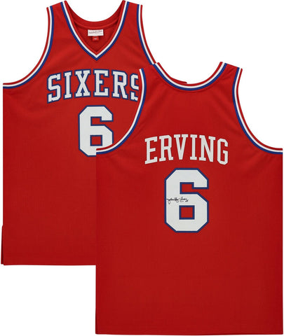 Julius Erving Philadelphia 76ers Signed Mitchell & Ness Red Authentic Jersey