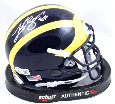 Luke Schoonmaker Autographed Michigan Wolverines Schutt Mini Helmet- Beckett W