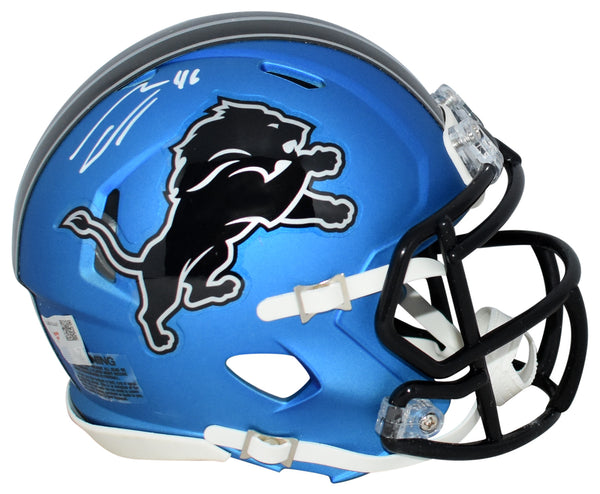 JACK CAMPBELL AUTOGRAPHED DETROIT LIONS 2024 BLUE SPEED MINI HELMET FANATICS