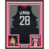Framed Autographed/Signed Alperen Sengun 35x39 Houston Black Jersey BAS COA