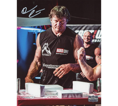 Devon Larratt Signed Unframed 8x10 Arm Wrestling Photo - Black Sleeveless Shirt
