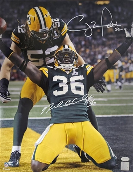 Packers SB Champs CLAY MATTHEWS & NICK COLLILNS Signed 16x20 Photo #1 AUTO - JSA