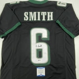 Autographed/Signed DEVONTA SMITH Philadelphia Black Football Jersey Beckett COA