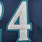Autographed/Signed Ken Griffey Jr. Seattle Blue Baseball Jersey Beckett BAS COA