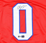 Christian Gonzalez Autographed Red Pro Style Jersey - Beckett W Hologram *Black