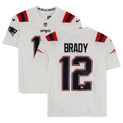 Tom Brady Autographed NE Patriots Nike Limited White Color Rush Jersey Fanatics