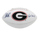 Terrell Davis Signed Georgia Bulldogs Embroidered Logo NCAA Football with "Go Da