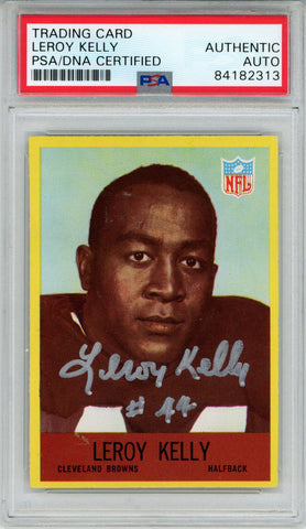 Leroy Kelly Signed 1967 Philadelphia #43 Trading Card PSA Slab 43649