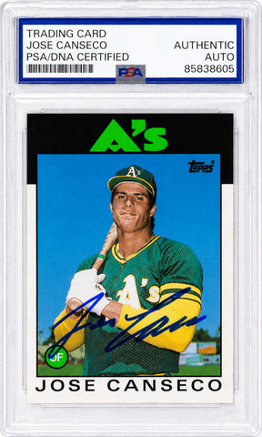 Jose Canseco Signed A's 1986 Topps Traded Rookie Baseball Card #20T - (PSA/DNA)